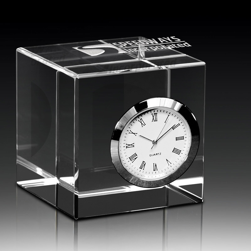 Crystal Cube with Clock