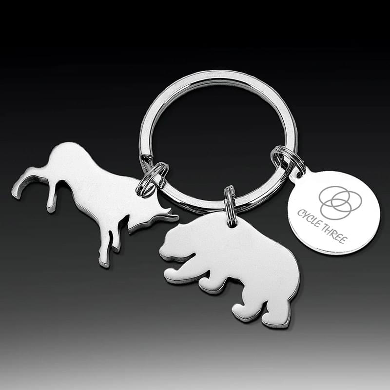 Bull and Bear Keytag with Pouch